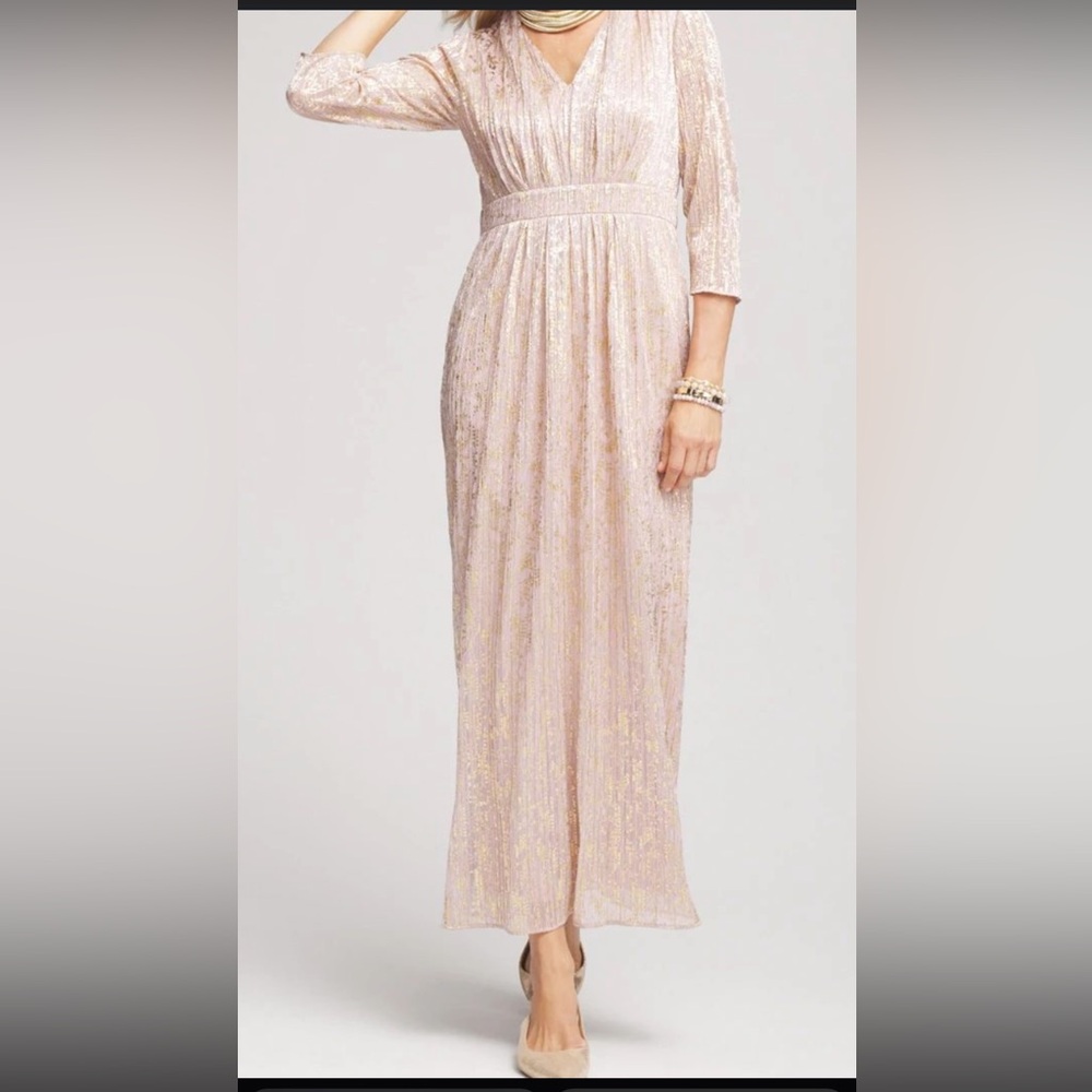 Chico's Metallic Pleated Maxi Dress